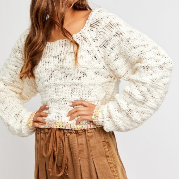 Free People Sweaters - Free People West Palm Beach Sweater Slouchy Oversized Knit Ivory Sm Md & Lg NWT